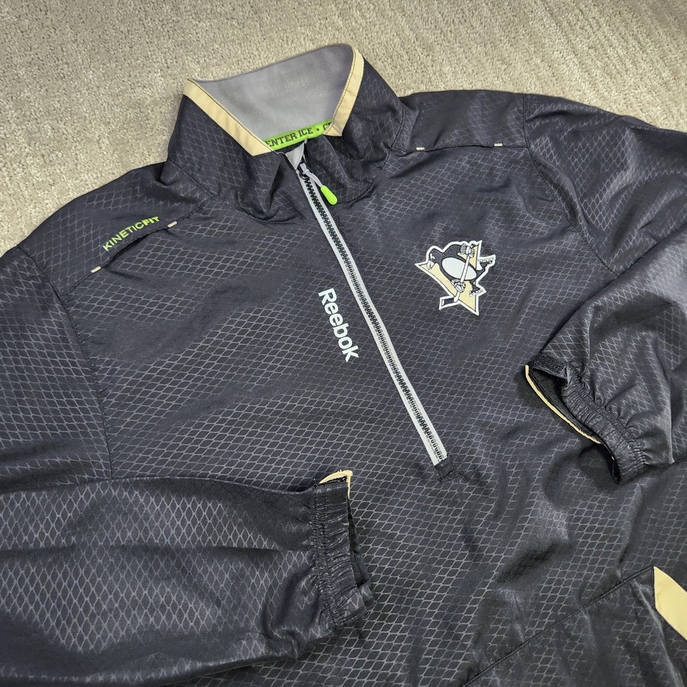 Pittsburgh Penguins Jacket Men Medium Reebok Center Ice Kinetic Fit NHL Hockey